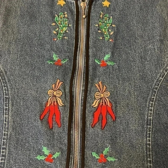 Denim Western Christmas Vest - Picture 3 of 5